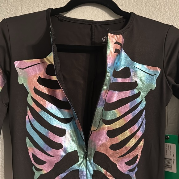 NWT IRIDESCENT SKELETON BODYSUIT HALLOWEEN COSTUME - Picture 3 of 7